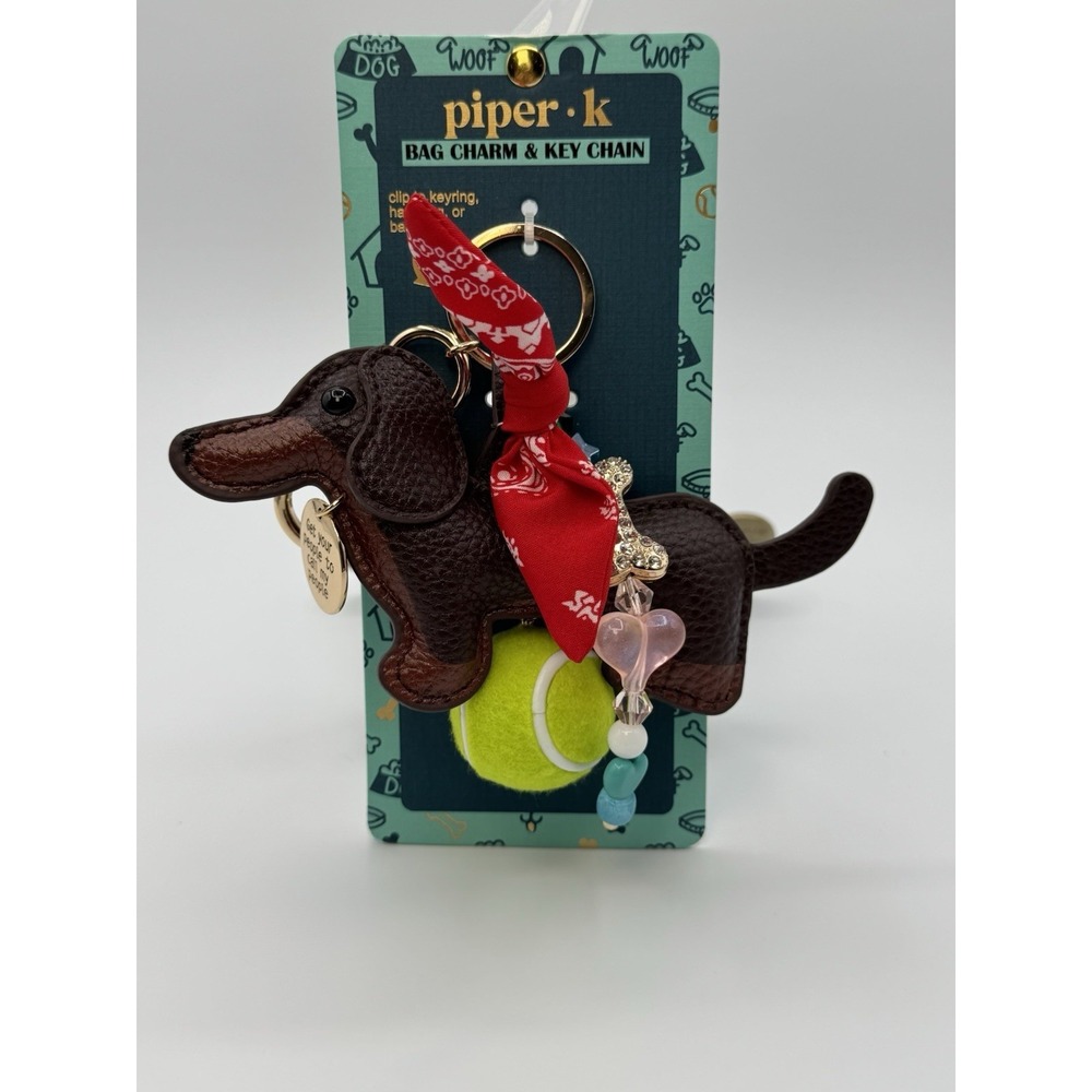 Piper K Viral Dachshund Dog Bandana & Tennis Ball Keychain Bag Charm NEW